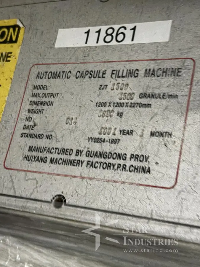 Used 2001 HUIYANG MACHINERY ZJT 1500 Capsule Fillers California US | Star Industries #1254798