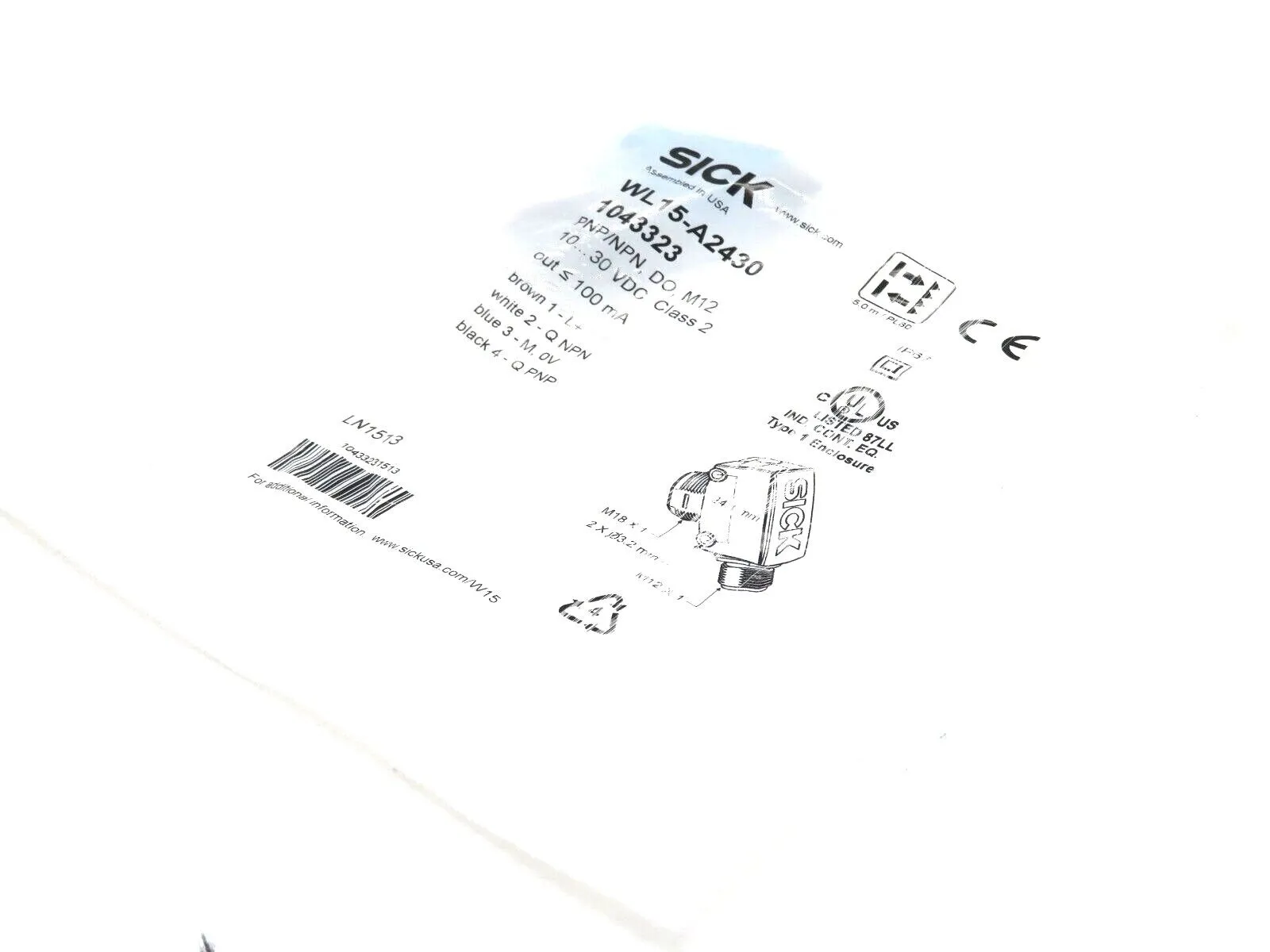 NEW SICK WL15-A2430 PHOTOELECTRIC SENSOR 1043323 WL15A2430