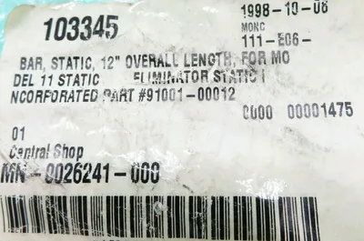 NEW MCCOY ELLISON 103345 NEUTRALIZING STATIC BAR 91001-00012
