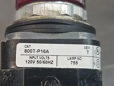 Allen-Bradley 800T-P16A Ser T Red Pilot Light, 120V, 50/60Hz. Loc4D39