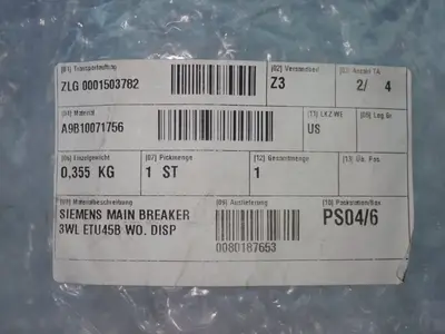New | in-Stock SIEMENS 3WL93145AA000AA2 Circuit Breaker Parts Ohio US | HGR 24 #1186277