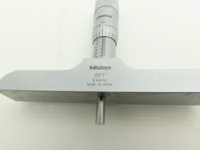 Mitutoyo 128-106 Depth Gage Micrometer 0-1" Range .001"Grad 4" Base