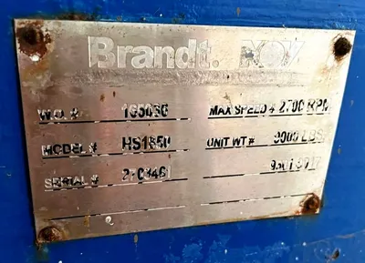 NOV/Brandt HS-1850 oilfield decanter centrifuge, 316SS.
