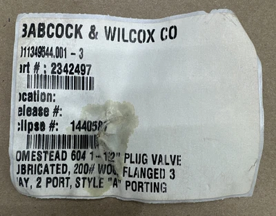 NEW Babcock & Wilcox 1545-A