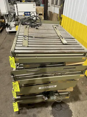 3800 LBS X 60" X 42" SOUTHWORTH HYDRAULIC SCISSOR LIFT TABLE WITH ROLLER CONVEYOR TOP, 110 VOLT: STOCK #20891