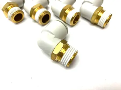 USED SMC PNEUMATIC ELBOW FITTING MALE 1/2" BSPT 16MM TUBE
