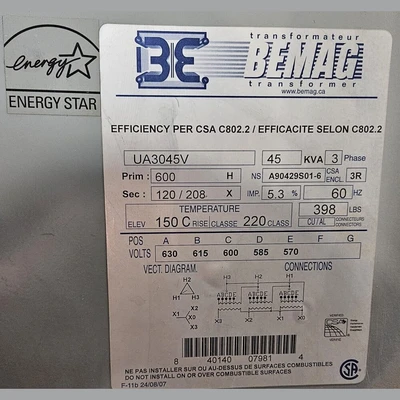USED BEMAG TRANSFORMER UA3045V