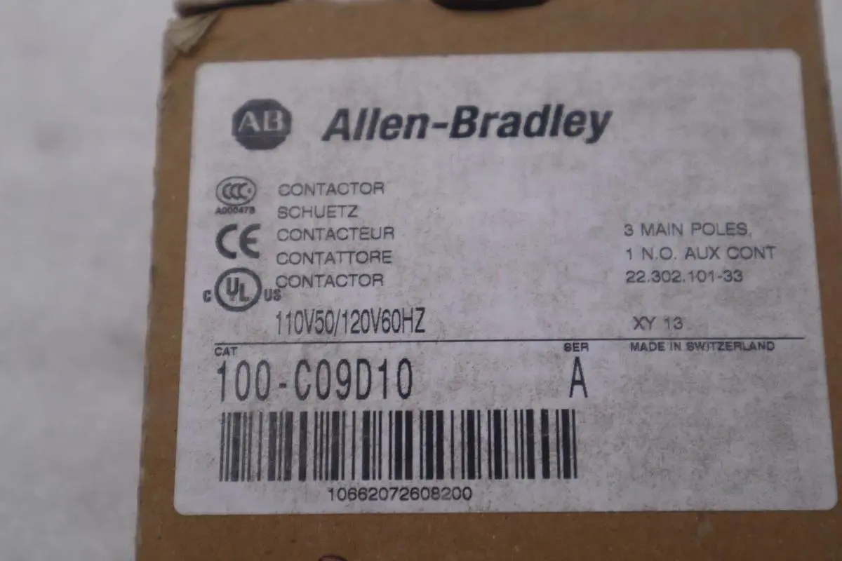 NEW OPEN BOX ALLEN BRADLEY 100-C09D10 CONTACTOR IEC 9 AMP 3 POLE STOCK B-1385 662072608203