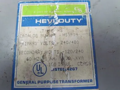 GS General Signal HS1F1A NEMA Type 1,2,&3R 240V/480V General Purpose Transformer