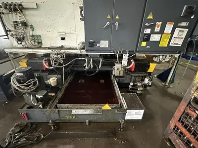 Used FUJI ANW 35 TWIN TURRET CNC LATHE, TAIL STOCK WITH ROBOT LOAD/UNLOAD AND STOCKER TABLES CNC Lathes | Harbor Machinery Inc. #1283396