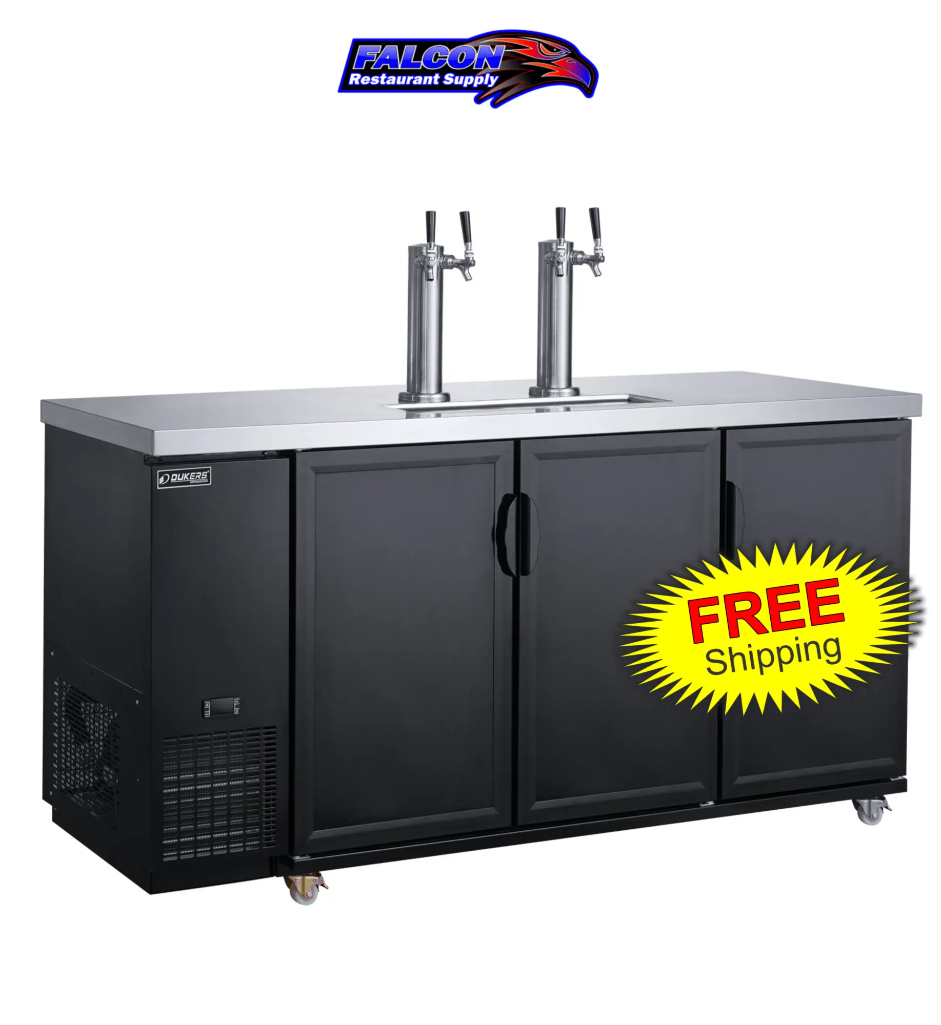 New | in-Stock Dukers New Dukers DKB72-M3 Double Tap Kegerator Beer Equipment Illinois US | Falcon Restaurant Supply #1376342