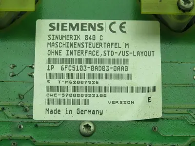 Siemens 6FC5103-0AD03-0AA0 Sinumerik 840C Control Panel Version E