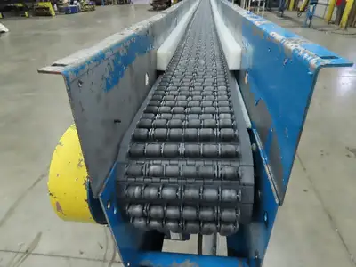 New London Engineering 8"x 20' Plastic Roller Belt Accumulating Conveyor 460V