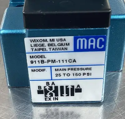 MAC VALVES INC 911B-PM-111CA Solenoid Valve 110/120V 6.8W 6B-3