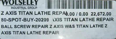 REFURBISHED BARNES BWO-71916 Z AXIS BALL SCREW 79" BWO71916