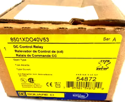 NEW SQUARE D 8501XDO40 V53 CONTROL RELAY SER. A 8501XDO40V53