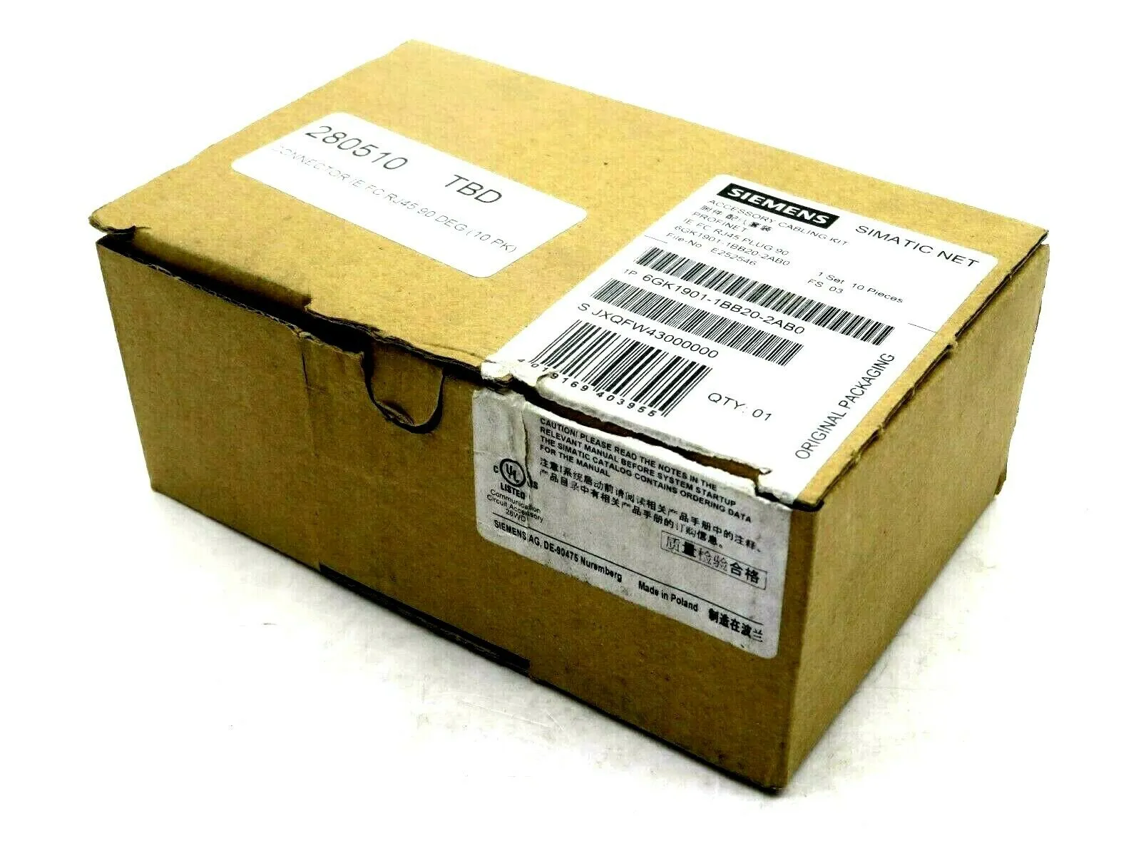 NEW SIEMENS 6GK1901-1BB20-2AB0 CABLING KIT 6GK19011BB202AB0