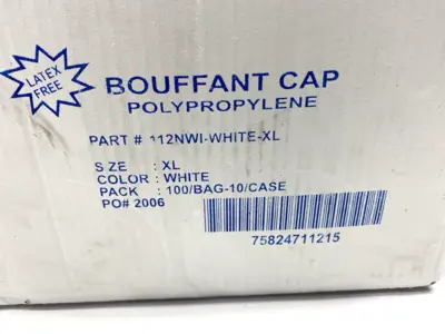 112NWI-WHITE-XL | Bouffant Cap Polypropylene Beard Cover 21" LOT OF 800 - New – Open box