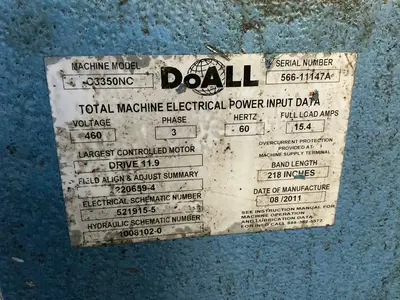 Used 2011 DOALL C3350NC Horizontal Dual Column Band Saws Ohio US | HGR 24 #1314800