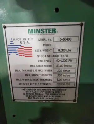 MINSTER MTT20-32S Complete Feed Lines | Universal Press & Machinery (UPM) (11)