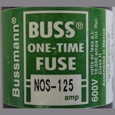 Cooper Bussman 125 Amp One-Time Fuse
