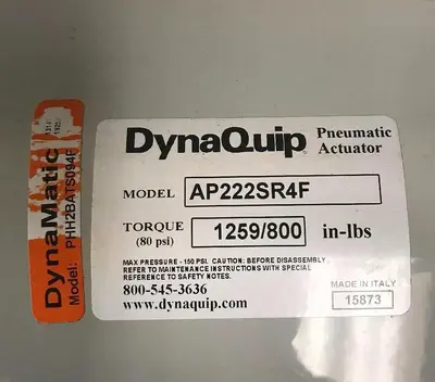 New | in-Stock DYNAQUIP PHH2BATSR10510F Rotary Actuators Ohio US | Surplus Asset Holdings #1226298