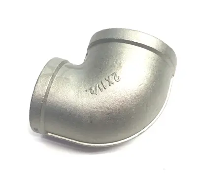 4464K942 | Stainless Steel Threaded Pipe Fitting, 2-1/2" Low-Press. Elbow Reducer - New – Open box