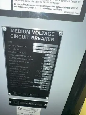 NEW 2012 SQUARE D 15KV LINE UP FOR 28MVA POWER GENERATION 28MVA 15KV SYSTEM FOR POWER GENERATION