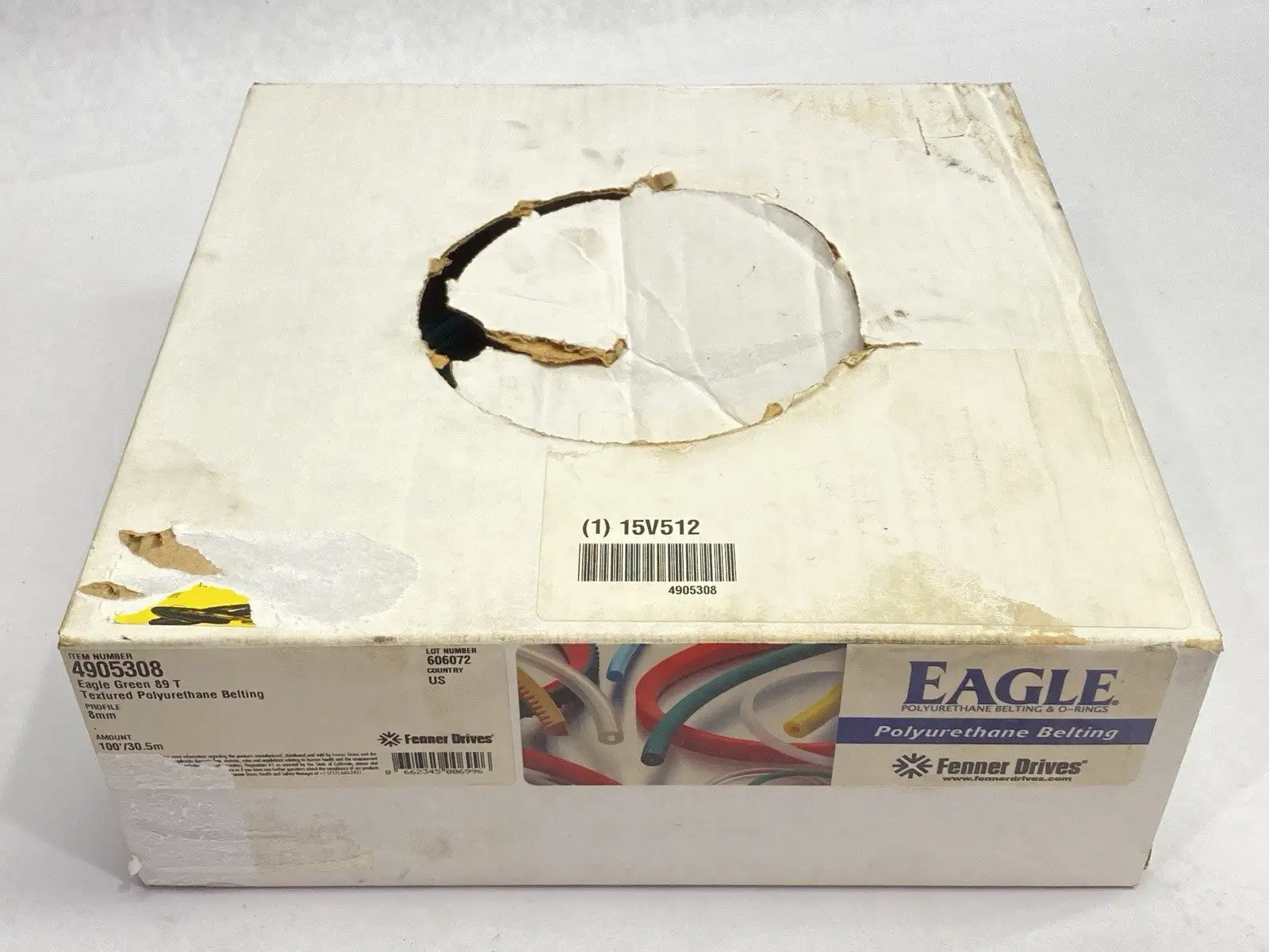 USED FENNER DRIVES EAGLE GREEN 89T TEXTURED POLYURETHANE ROUND BELTING 100FT