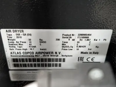 USED 2018 ATLAS COPCO GA15FF