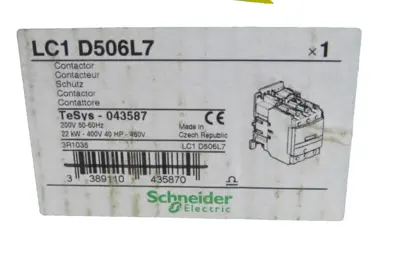 NEW SCHNEIDER ELECTRIC LC1 D506L7 CONTACTOR 200V 50/60HZ LC1D506