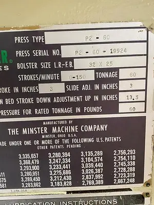 USED MINSTER P2-60