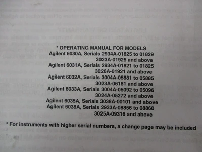 AGILENT 603xA Used P/N 5959-3342 Family Autoranging System DC Power Supplies