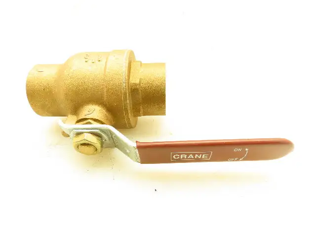 Crane 1-1/2" Brass Ball Valve Solder Sweat Ends 600 WOG Full Port