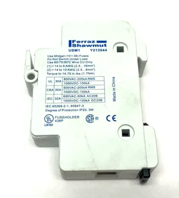 USED FERRAZ SHAWMUT ULTRASAFE MIDGET FUSE HOLDER