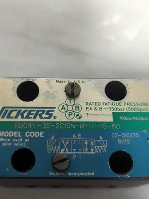 Used VICKERS KDG4V-3S-2C15N-M-U-H5-60 Solenoid Valves Ohio US | Surplus Asset Holdings #1462685