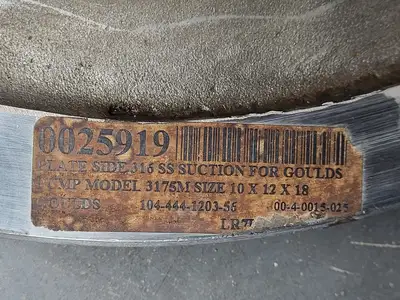 Plate Side 316 SS Suction for 3175M Goulds Pump 10x12x18