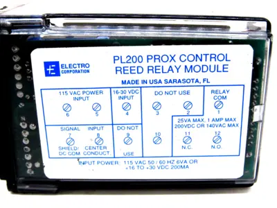 NEW ELECTRO CORPORATION PL200 PROX CONTROL REED RELAY MODULE