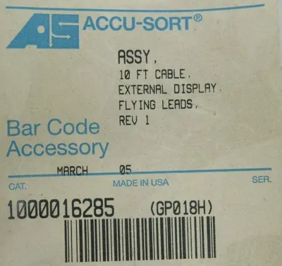 NEW ACCU-SORT 1000006998 BAR CODE SCANER MODULE W/CABLE 1000016285