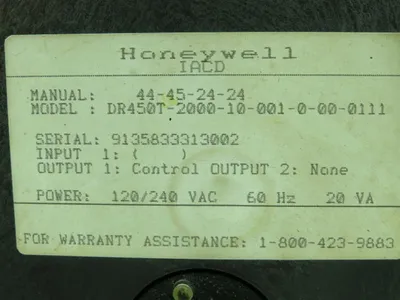 Honeywell DR450T-2000-10-001-0-00-0111 Chart Recorder 120/240V
