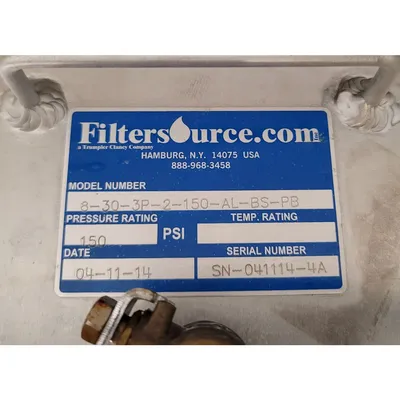 USED FILTERSOURCE INC. 8-30-3P-2-150-AL-BS-BP
