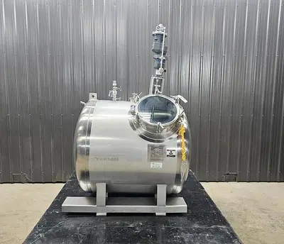 Used 250 Gallon Tank (Reactor), 316 Stainless Steel, With Air Mixer
