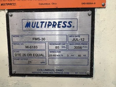 USED 2012 MULTIPRESS MULTIPRESS FMS-30 PRESS