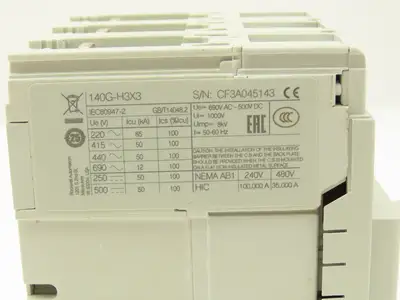 Allen Bradley 140GH3C3C60 60A Circuit Breaker 480V 3PH Molded Case 3 pole Ser. A