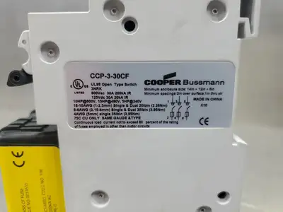 COOPER BUSSMAN CCP-3-30CF + (3) TCF3RN 600Vac CUBEFuse 4E-8