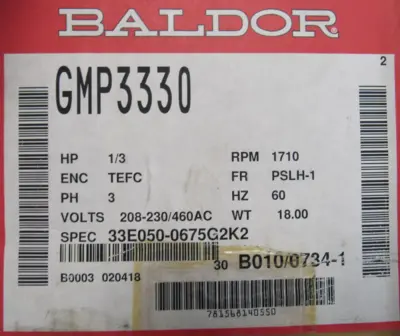 NEW BALDOR BALDOR GMP3330