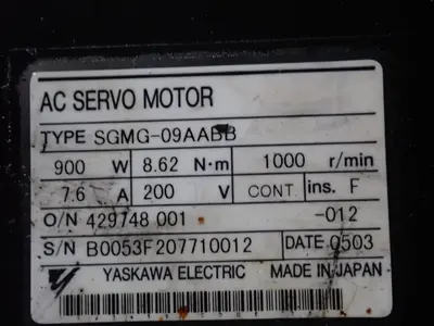 Used 2005 YASKAWA ELECTRIC SGMG09AABB Servo Motors | HGR 24 #730916