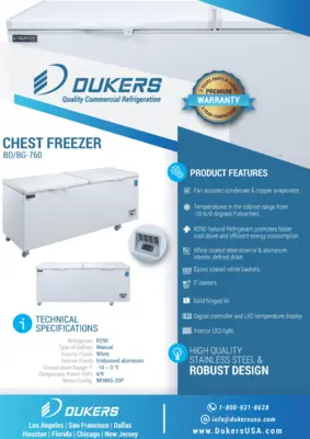 New | in-Stock Dukers New Dukers BD/BG-760 Commercial Chest Freezer Freezers Illinois US | Falcon Restaurant Supply #1376057