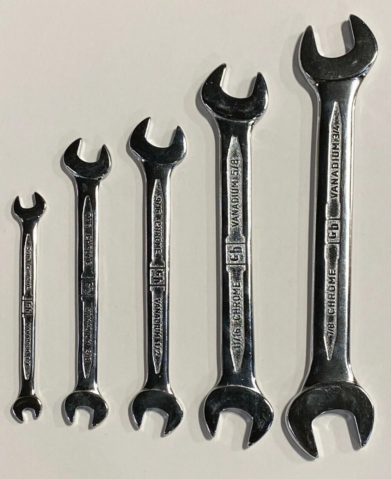 GB Open End Wrench Set 5 Piece 1/4" To 7/8" Narrow Profile