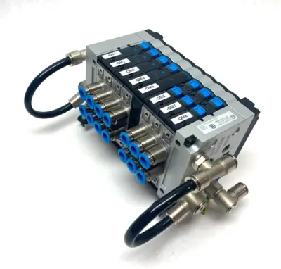 USED FESTO VALVE TERMINAL INTERFACE W/ 161360 X4 & 161362 X3 VALVES
